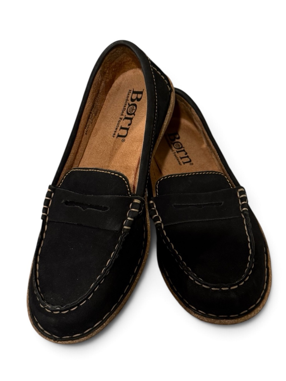 Born Fawn Black Nubuck Penny Loafers Moc Toe Size 6.5 Worn Once